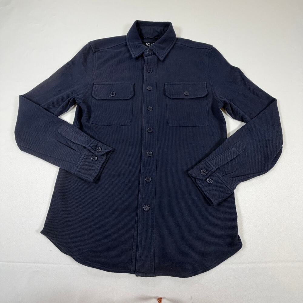 BYLT Thermal Classic Fit Button Down Lightweight Warmth Navy Blue Men S
